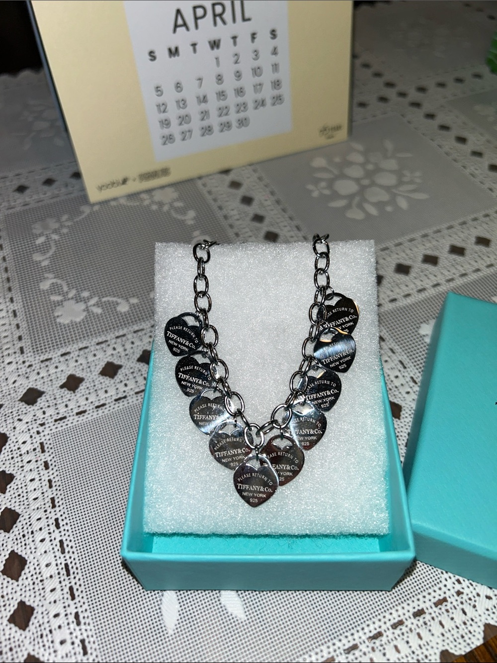 Tiffany & Co. 925 Sterling Silver Heart Charm Necklace